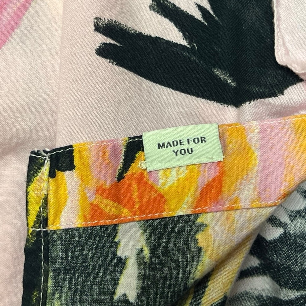 American Eagle Shirt LG Pink Multi Tropical Button Down Hawaiian Island Casual - Picture 7 of 12